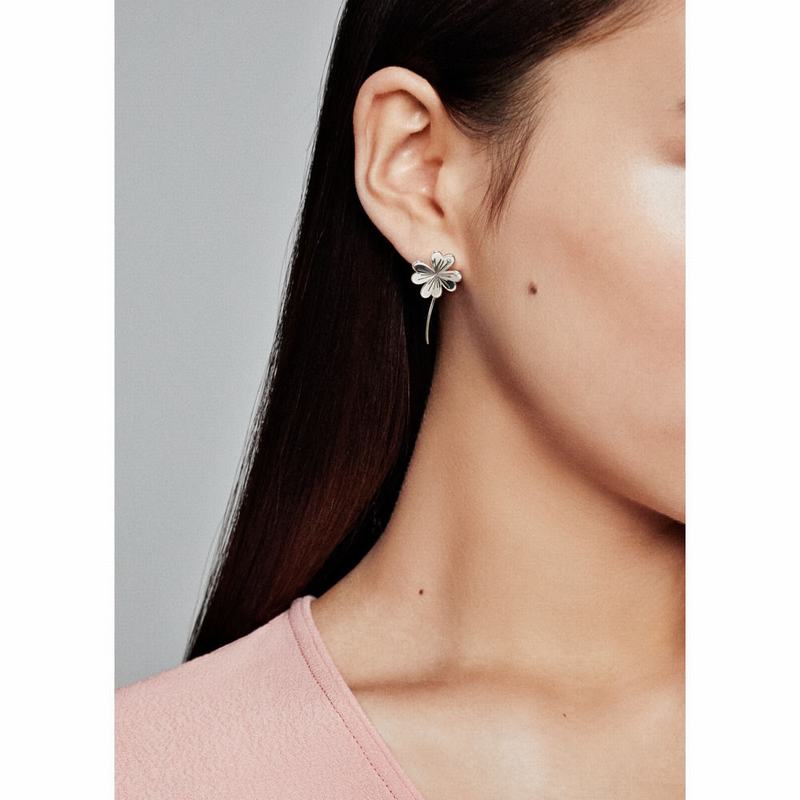 Pandora Lucky Four-Leaf Clover Earrings Silver Egypt WJ9123850